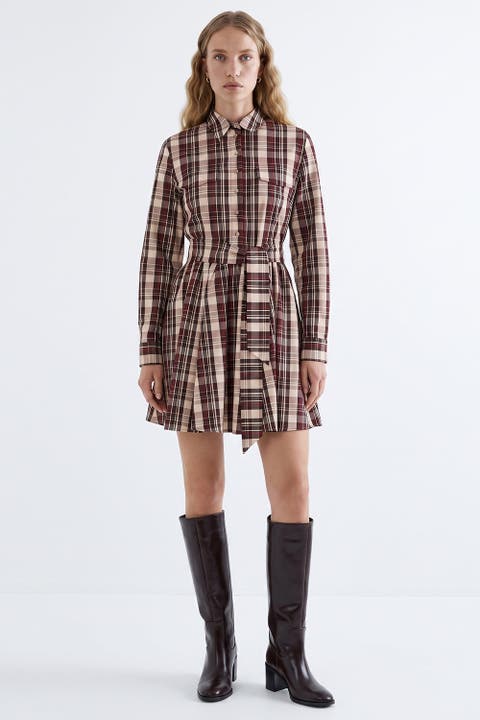 Ruched Waist Mini Dress With Belt And Zipper