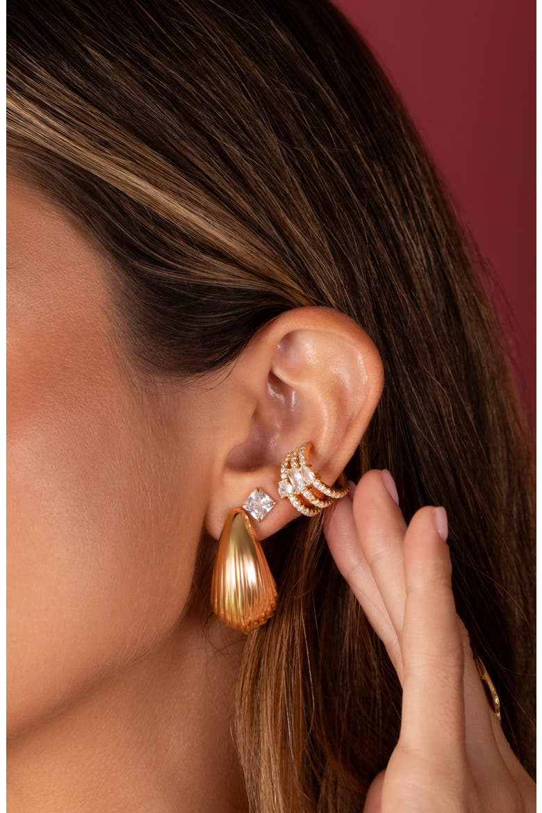 Cubic Zirconia Ear Cuff, Alternate, color, GOLD