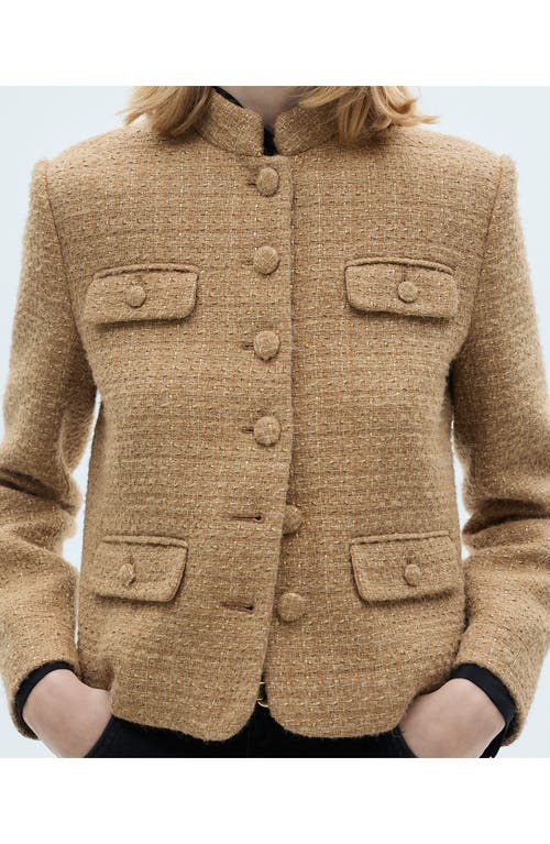 Mango Tweed Blazer In Medium Brown