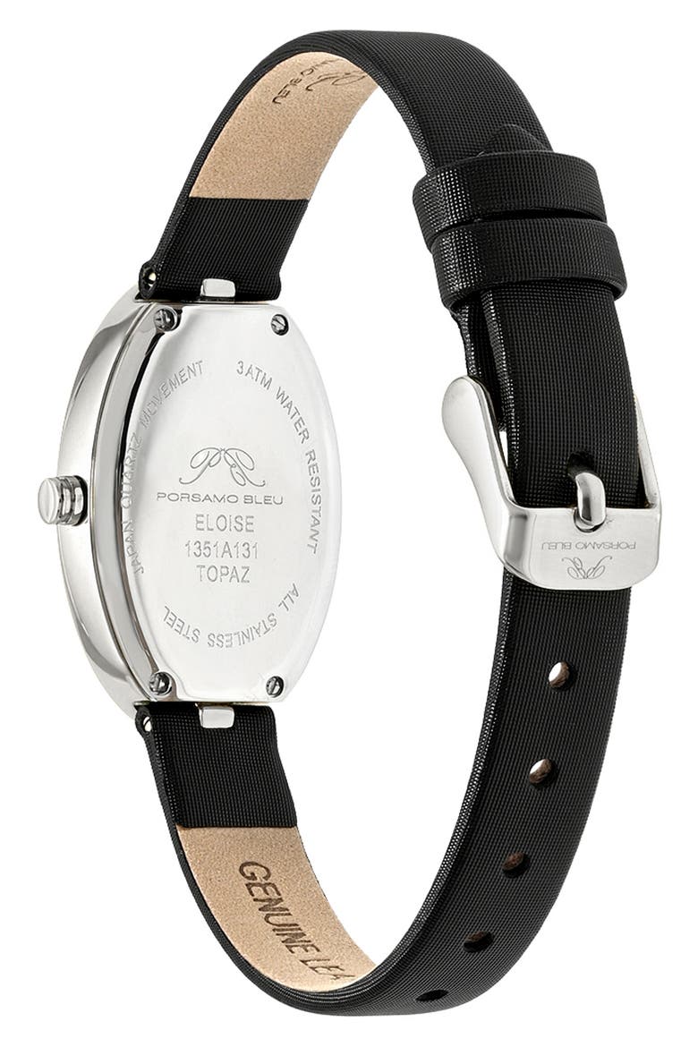 Women's Eloise Oval Guilloche Dial Topaz Leather Watch, Alternate, color, WHITE/ BLACK