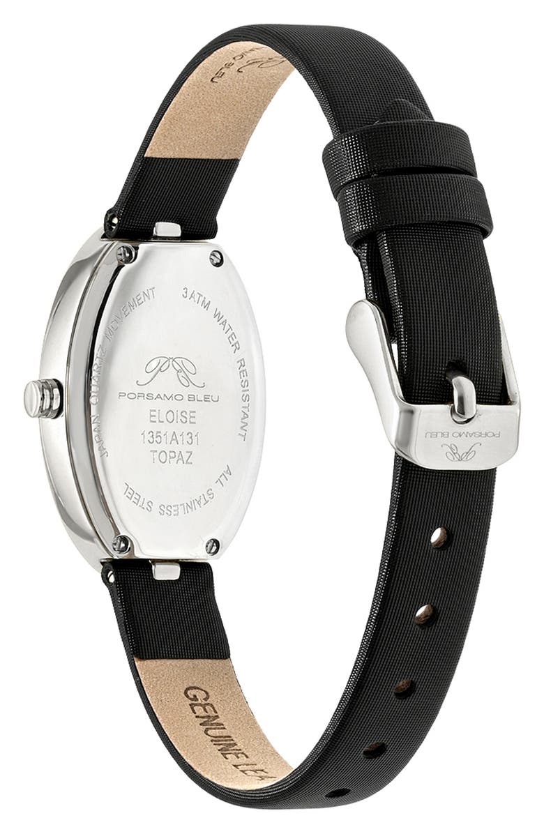 PORSAMO BLEU Women's Eloise Oval Guilloche Dial Topaz Leather Watch, Alternate, color, White/ Black