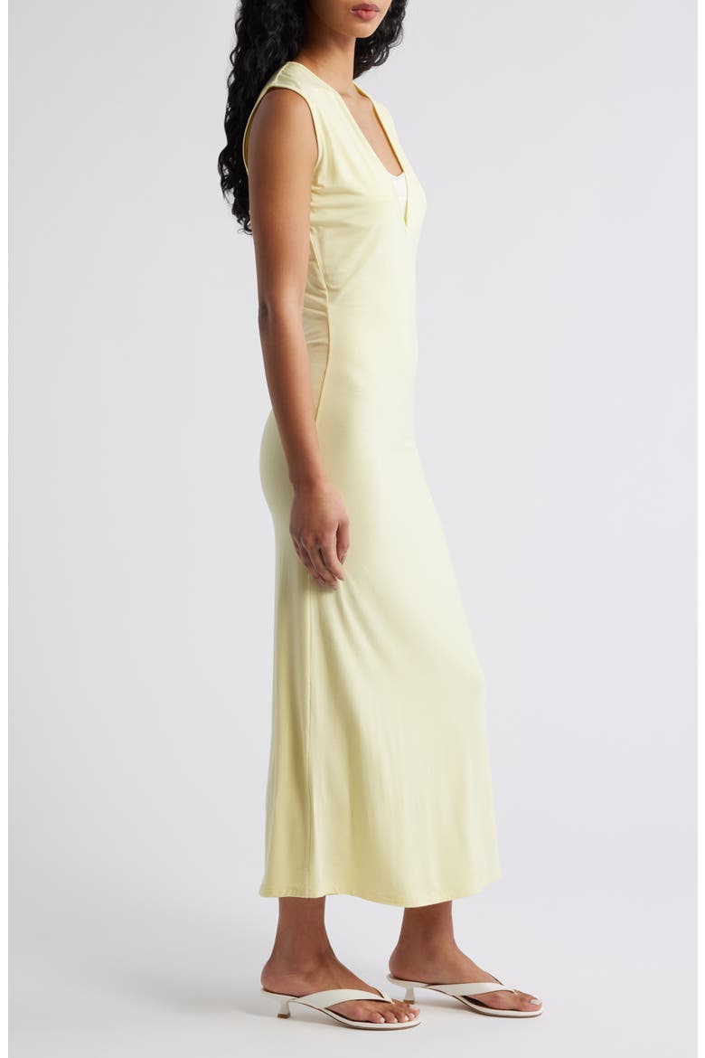 Tate Plunge Neck Midi Dress, Alternate, color, BUTTER YELLOW