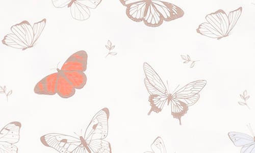 Copper Pearl Luna Butterfly Print Fitted Two-piece Short Pajamas In Light Beige