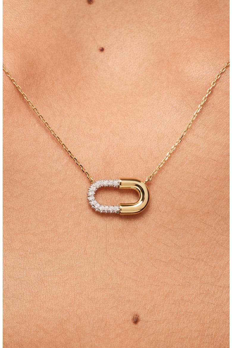 Black Mini Micropavé Necklace, Alternate, color, GOLD / SILVER / CLEAR