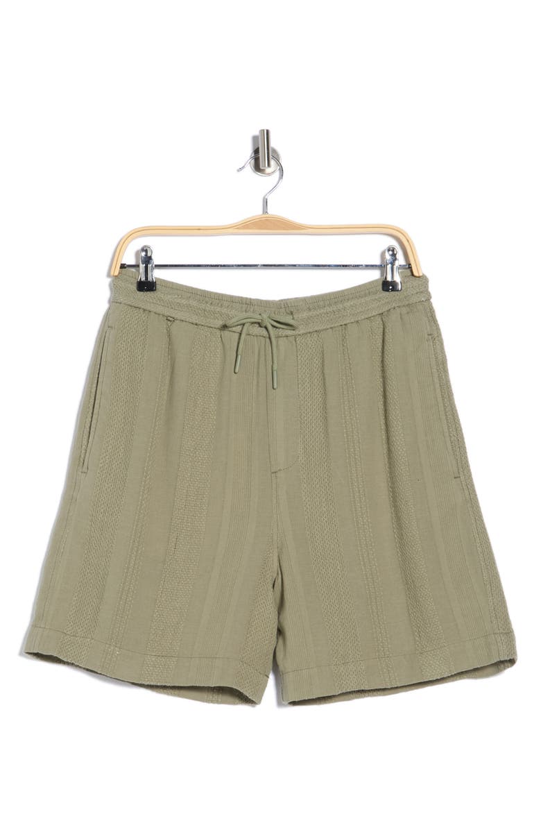 DENIM AND FLOWER Textured Drawstring Shorts, Main, color, Thyme Green