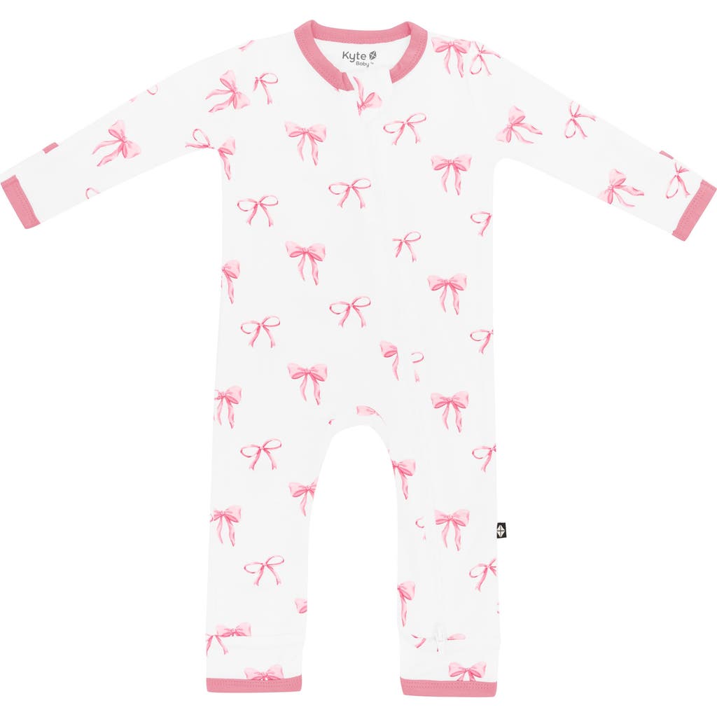 Kyte BABY Kids' Bow Zip-Up Romper at Nordstrom, Size 2T