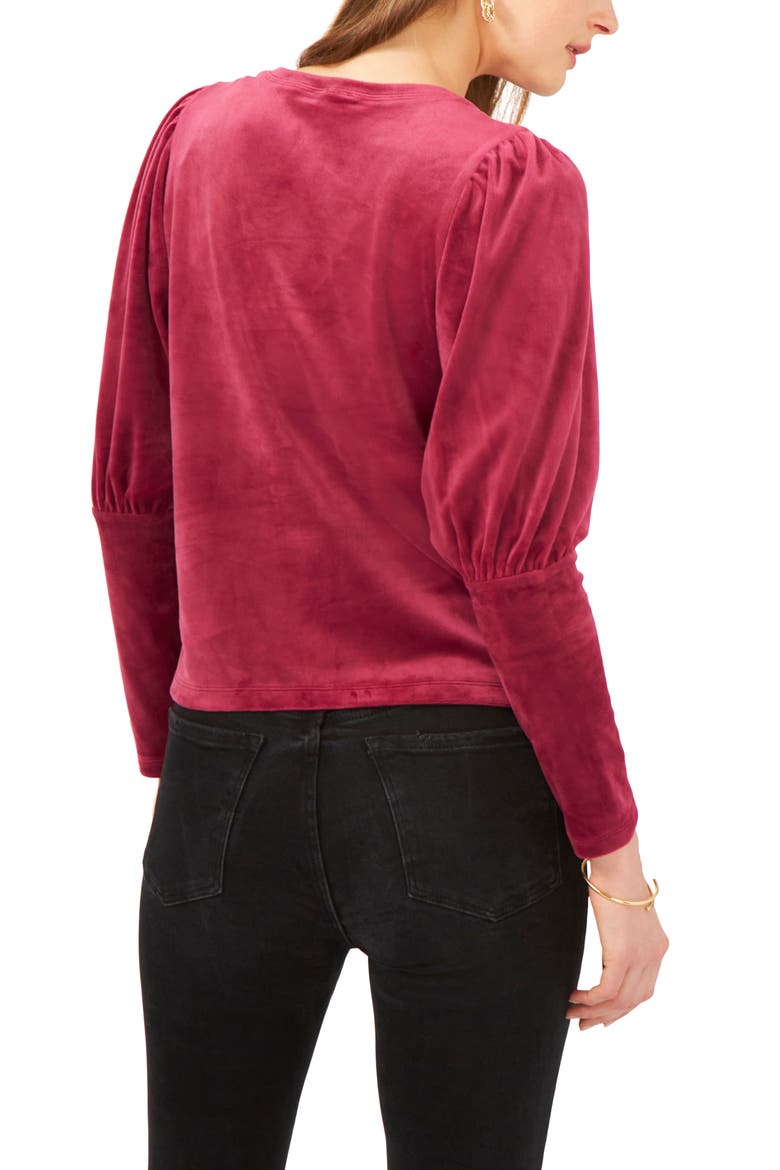 Velvet V-Neck Top, Alternate, color, PLUM FAIRY