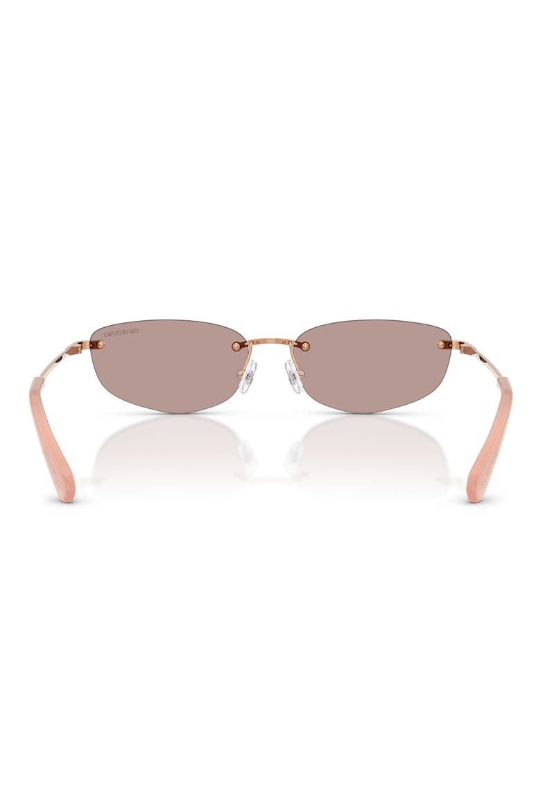 57mm Irregular Sunglasses, Alternate, color, ROSE GOLD / LIGHT PURPLE BROWN