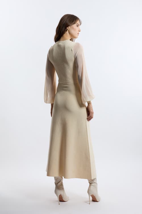 Karen Millen Viscose Maxi Knit Dress In Neutral