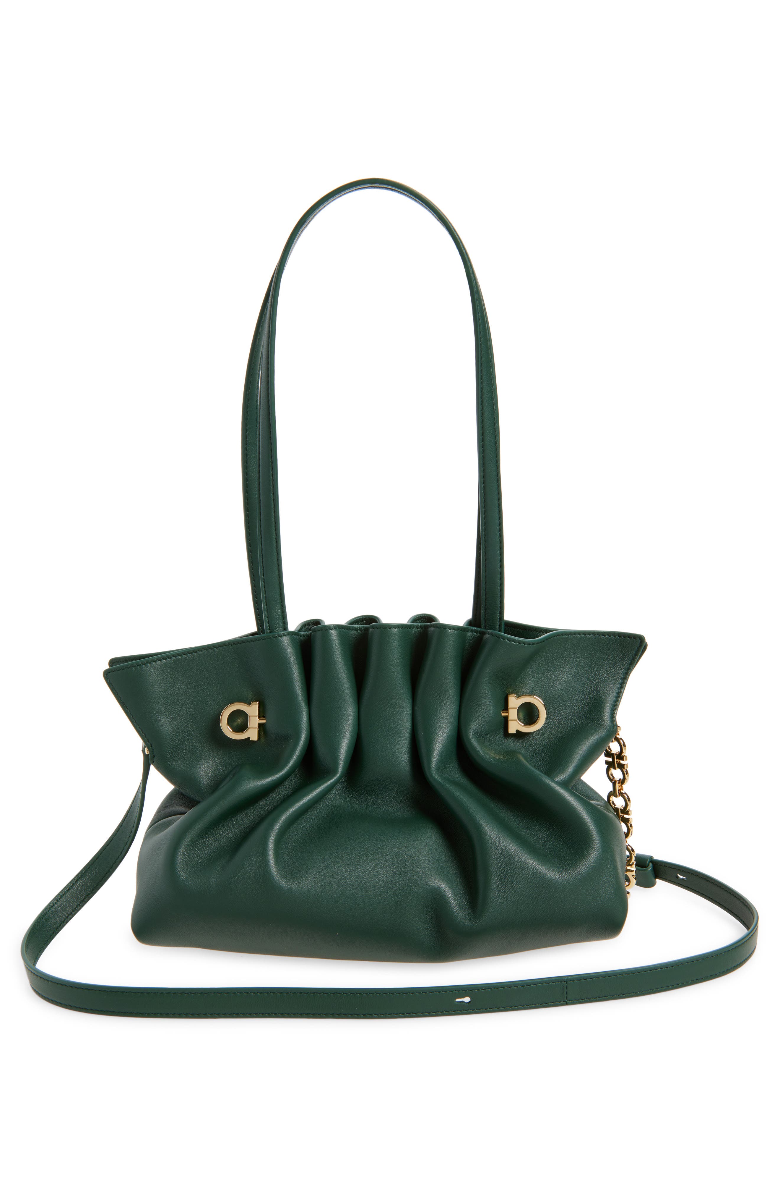 FERRAGAMO Small Gancio Piercing Soft Leather Shoulder Bag, Alternate, color, 