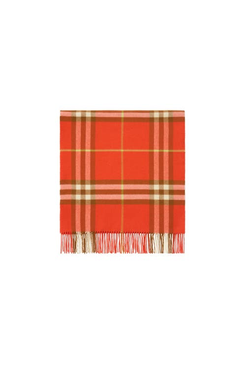 Burberry Wide Check Cashmere Scarf In Orange