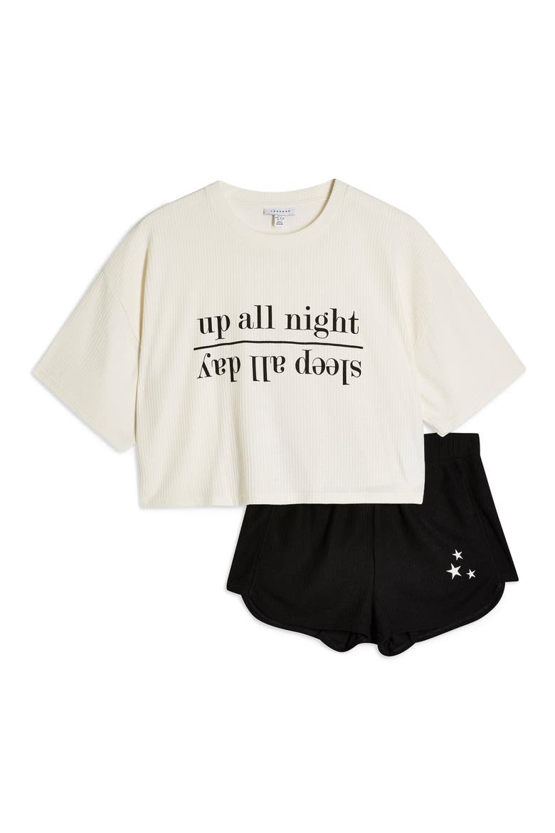 Up All Night Thermal Short Pajamas, Alternate, color, OATMEAL MULTI