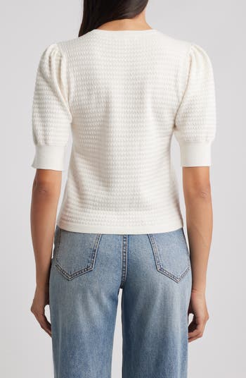 Puff Sleeve Merino Wool & Silk Sweater