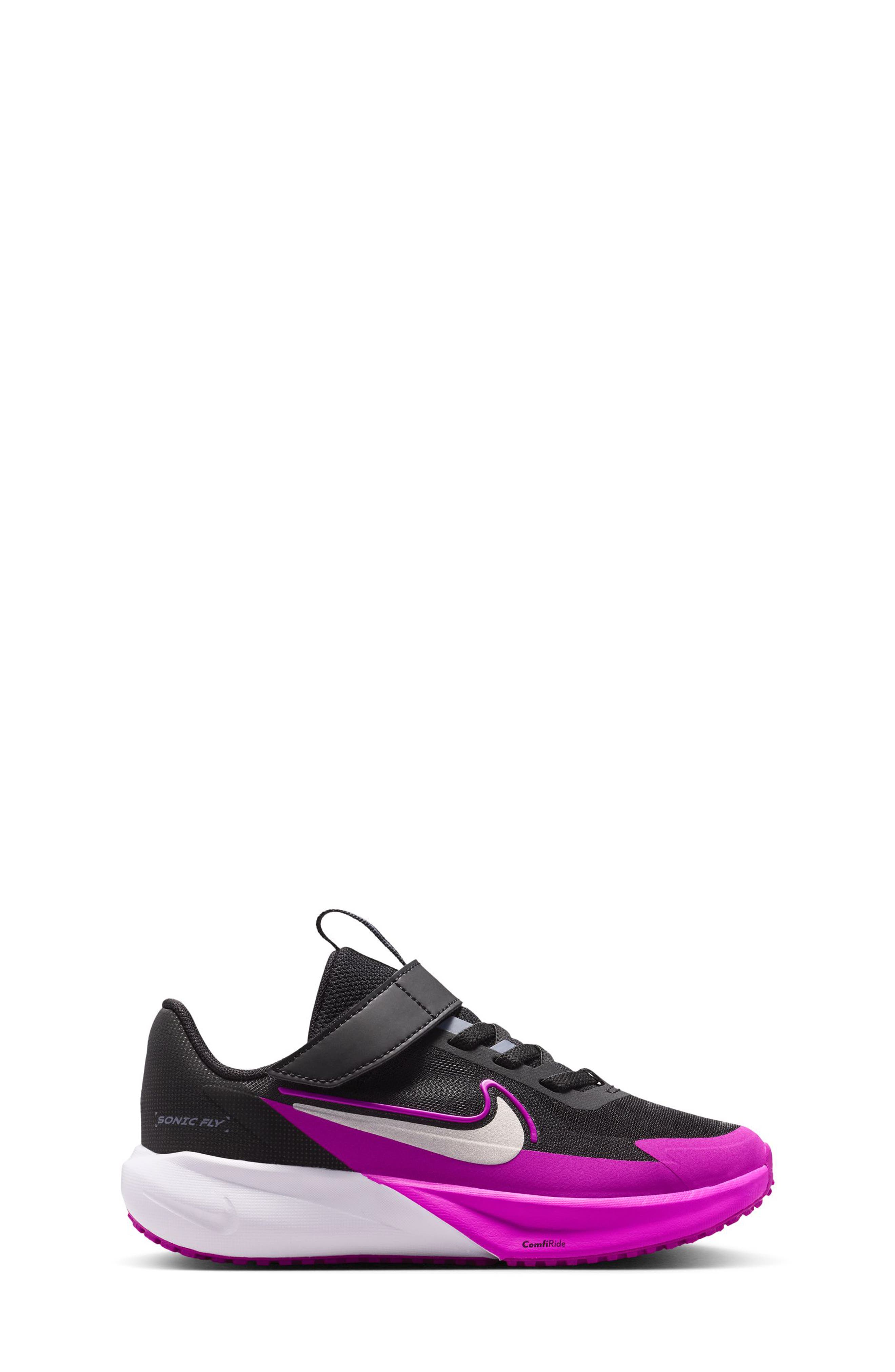Nike Kids' Sonic Fly Running Shoe, Alternate, color, Black/ Silver/ Vivid Purple