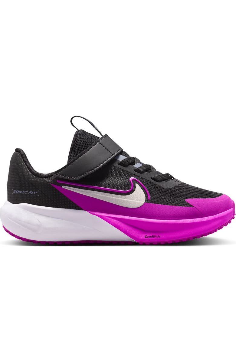 Nike Kids' Sonic Fly Running Shoe, Alternate, color, Black/ Silver/ Vivid Purple