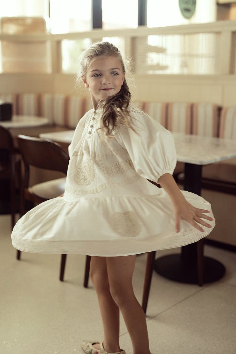 Woven Lace A-Line Dress, Alternate, color, Off White