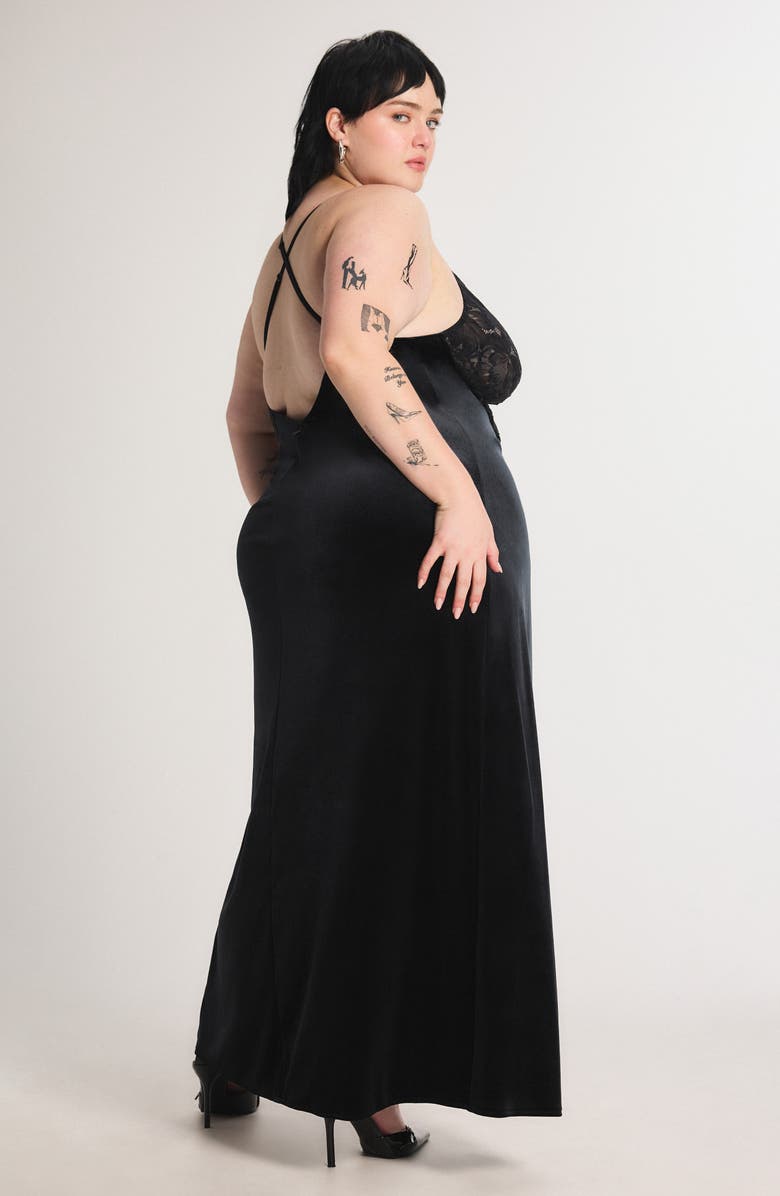 SAVAGE X FENTY Noir Velvet Maxi Slipdress, Alternate, color, Black Caviar