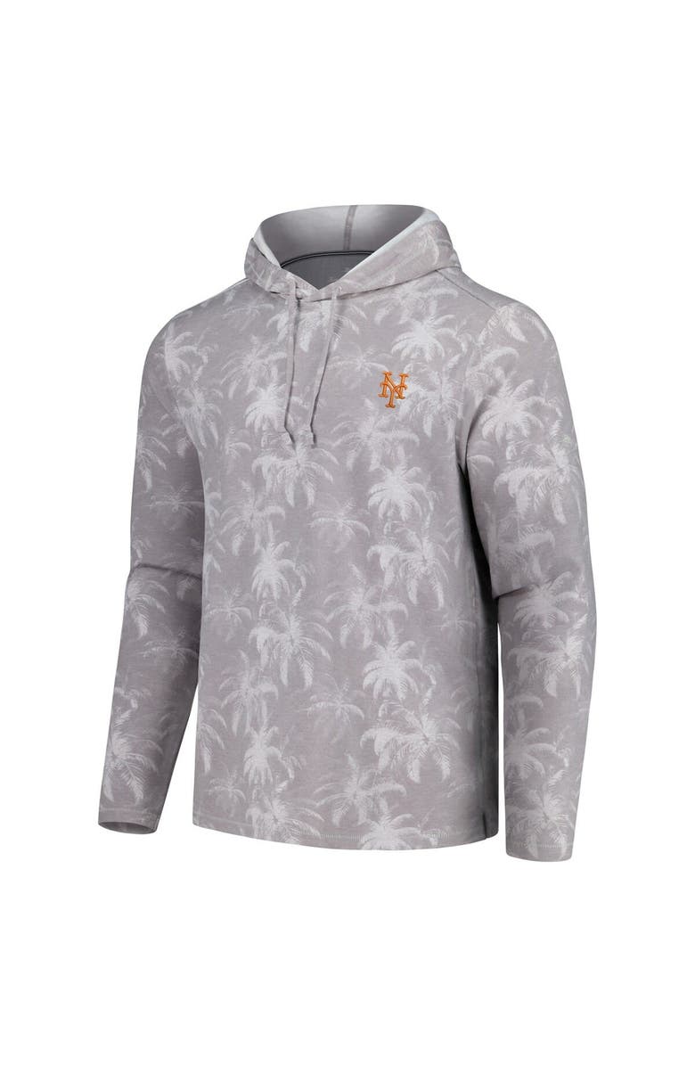 Tommy Bahama Men's Tommy Bahama Gray New York Mets Palm Frenzy Hoodie Long Sleeve T-Shirt, Alternate, color, Gray