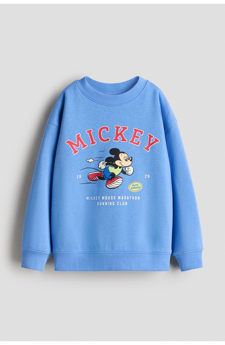 H&M Printed sweatshirt, Main, color, Blue/Mickey Mouse
