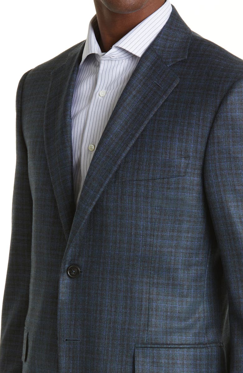 Canali Siena Plaid Silk & Cashmere Sport Coat, Alternate, color,