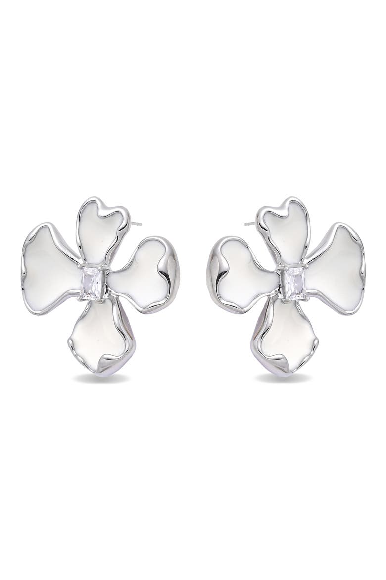 Amelia Flower Stud Earrings, Alternate, color, SILVER