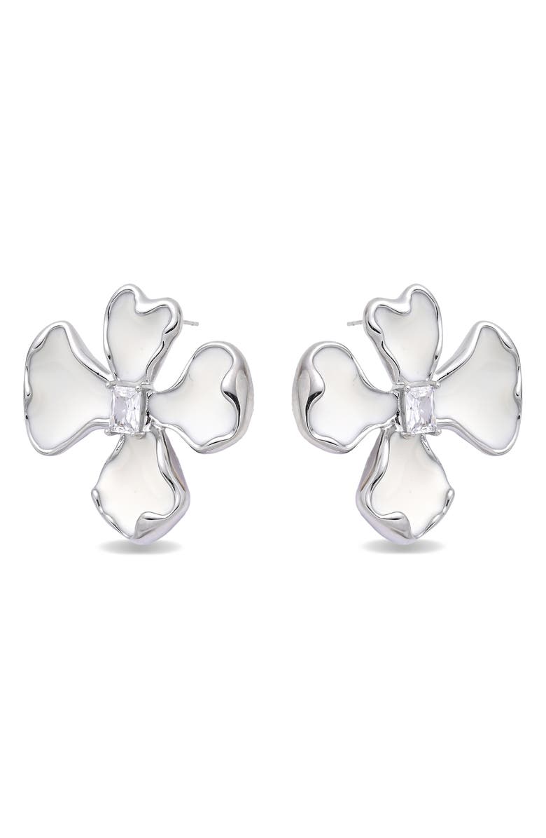 EYE CANDY LOS ANGELES Amelia Flower Stud Earrings, Alternate, color, Silver