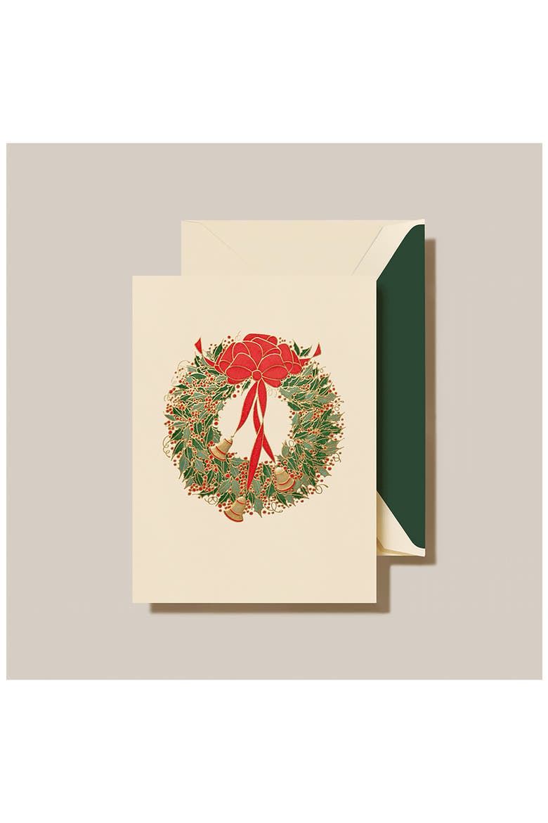 Holly Wreath with Bells Set of 10 Greeting Cards | Nordstrom