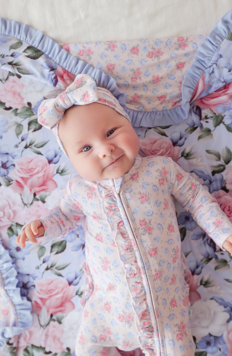 Posh Peanut Ruffle Zip Footie, Alternate, color, Pink