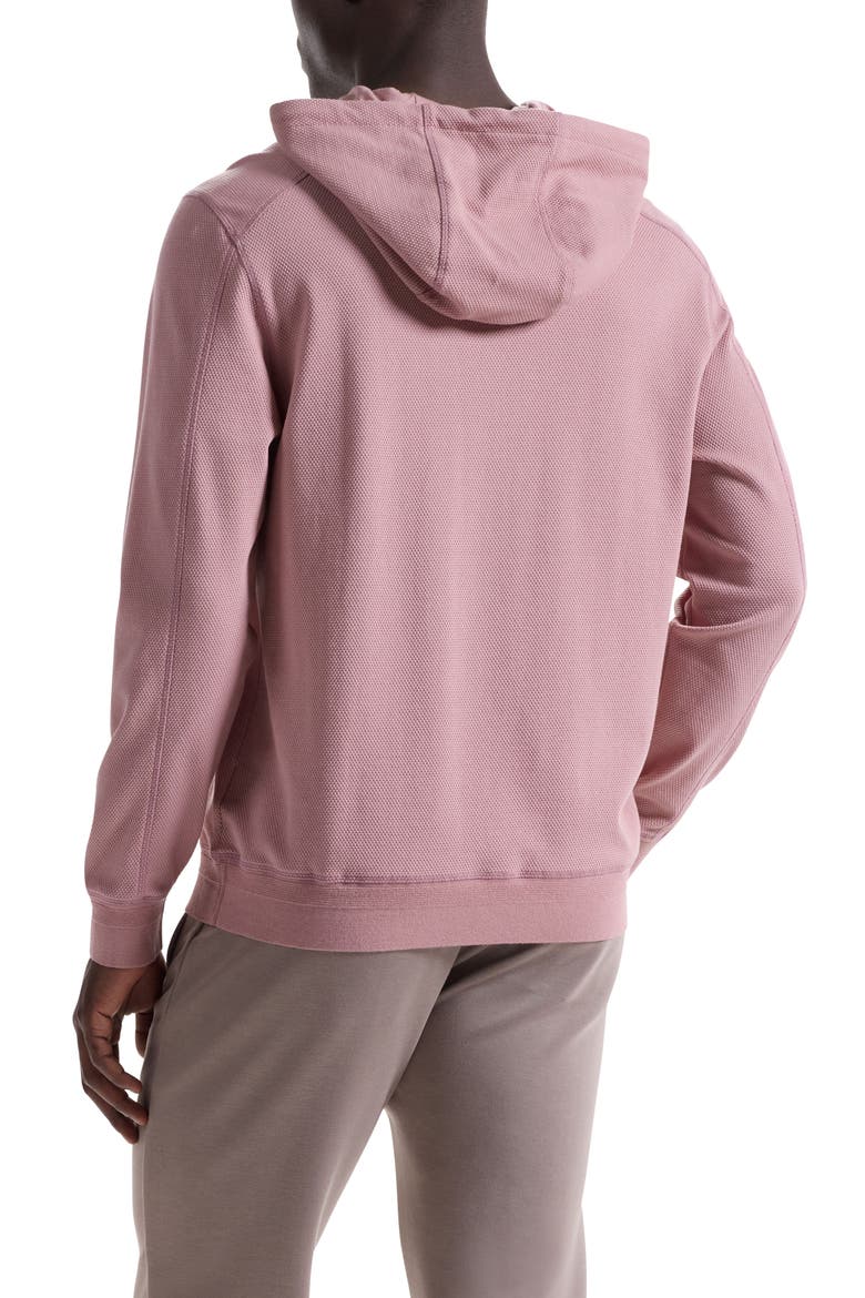 Textured Piqué Hoodie, Alternate, color, WOOD ROSE