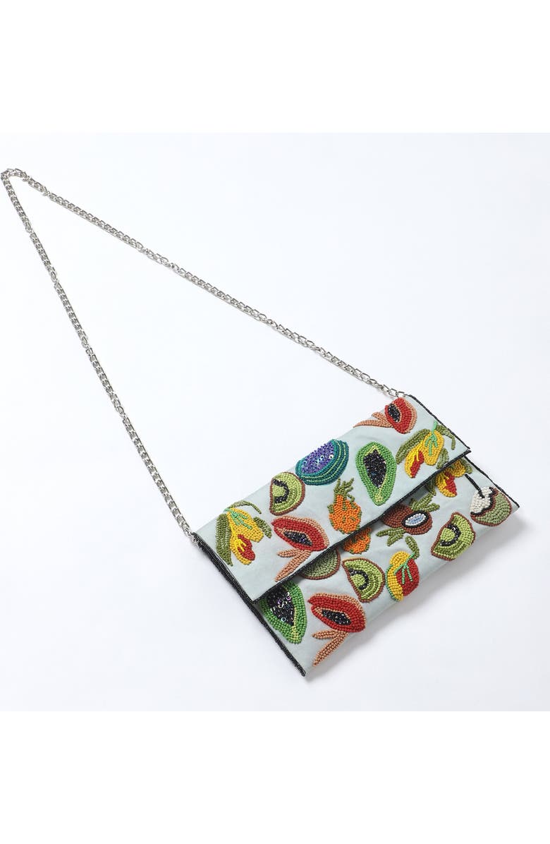 Vismaya Fruit Embroidered Clutch, Alternate, color, Green