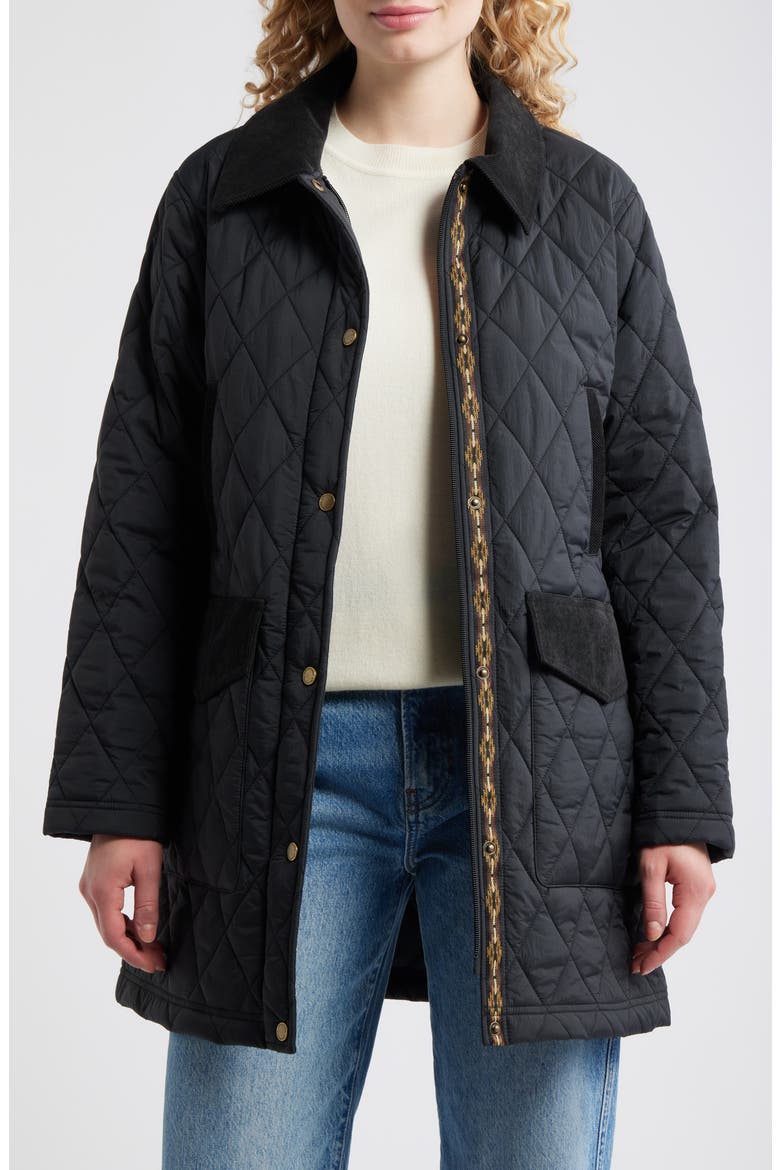 Sun River Quilted Field Coat, Main, color, BLACK