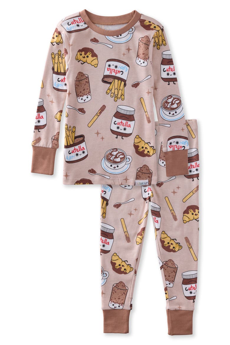 Kids' Zen Print Fitted Organic Cotton Two-Piece Pajamas, Main, color, CHOC FULL OF CUTE