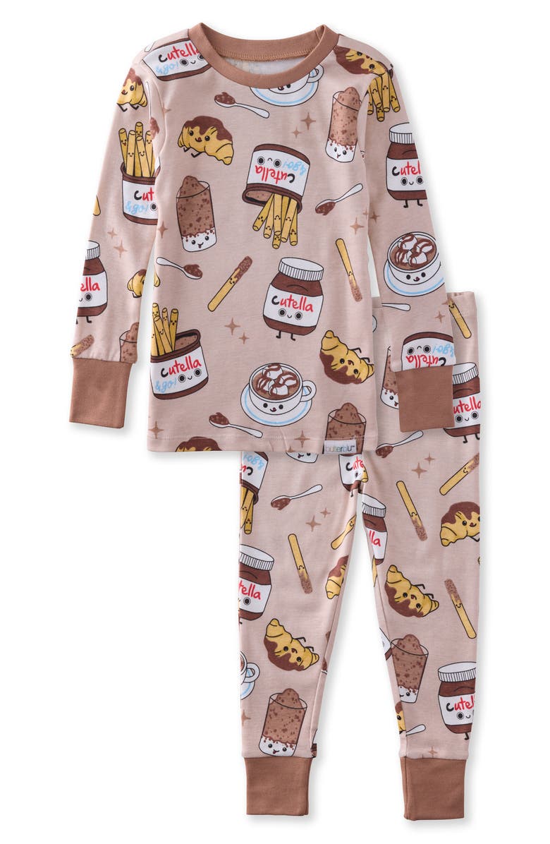 BUTTERBLU Kids' Zen Print Fitted Organic Cotton Two-Piece Pajamas, Main, color, Choc Full Of Cute