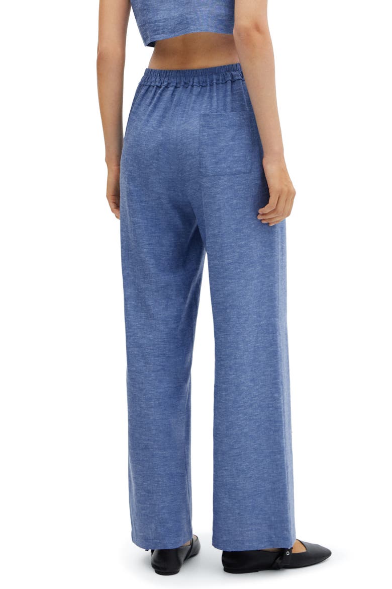 Linen Blend Straight Leg Pants, Alternate, color, BLUE