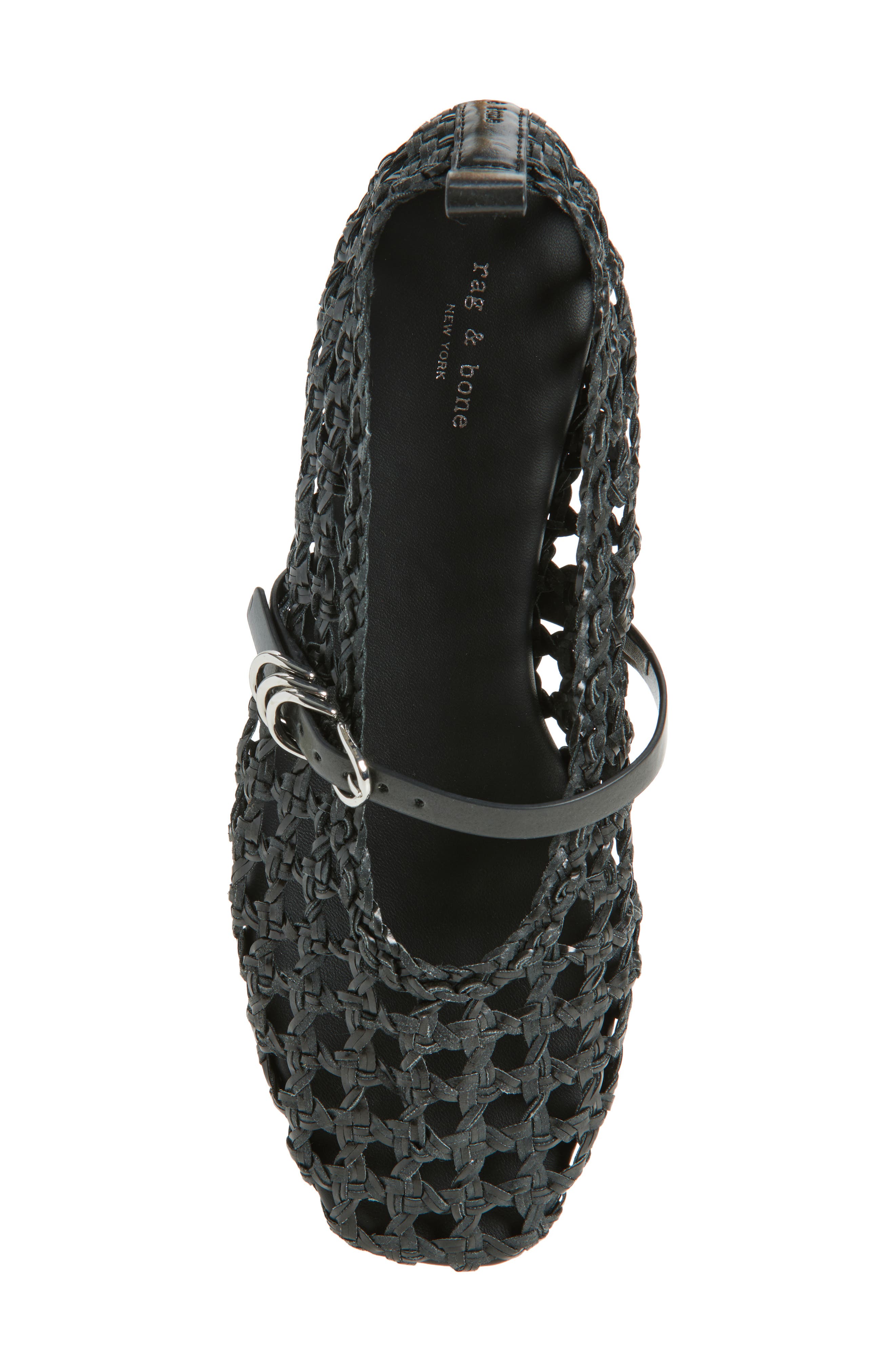 rag & bone Spire Woven Mary Jane Flat, Alternate, color, Black