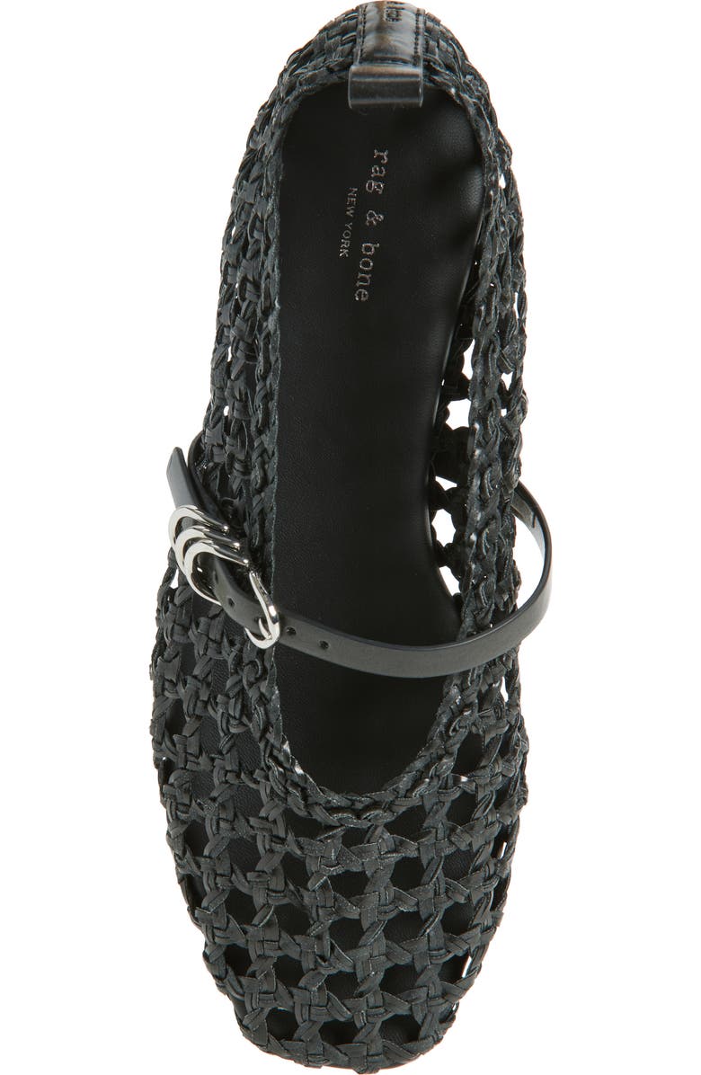rag & bone Spire Woven Mary Jane Flat, Alternate, color, Black