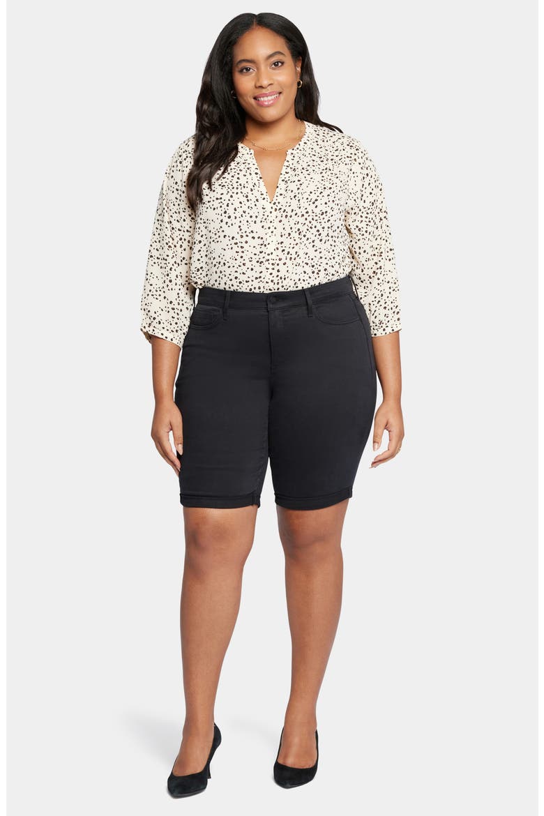 Briella Roll Cuff Denim Bermuda Shorts, Alternate, color, BLACK