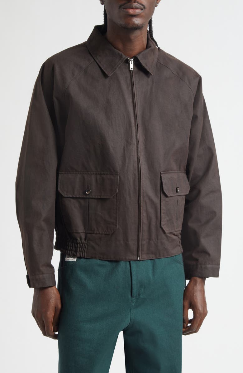 Bode Waxed Cotton Coach's Jacket, Main, color, Brown