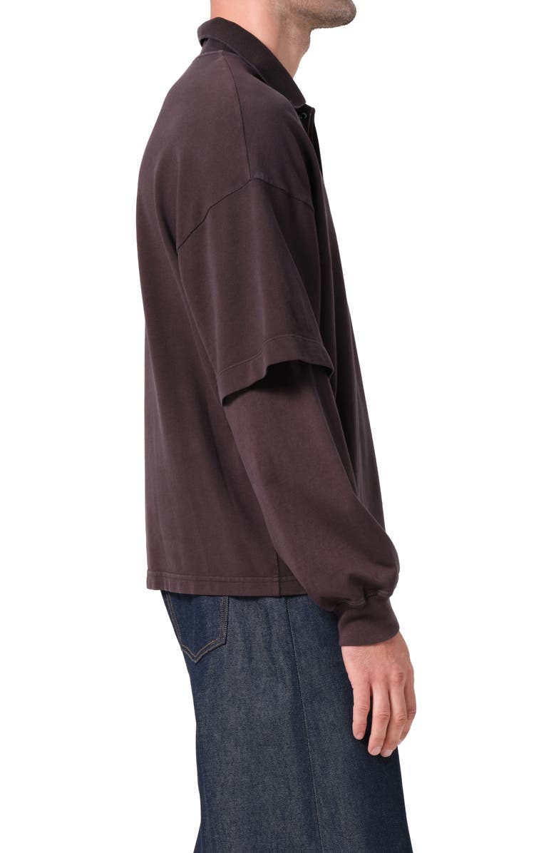 AGOLDE Curren Layered Piquè Polo, Alternate, color, Elysian Dark Brown