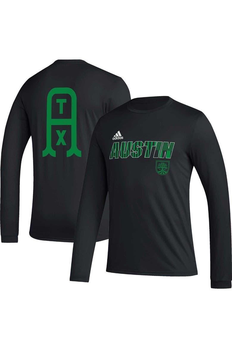Men's adidas Black Austin FC Jersey Hook AEROREADY Long Sleeve T-Shirt, Main, color, Black