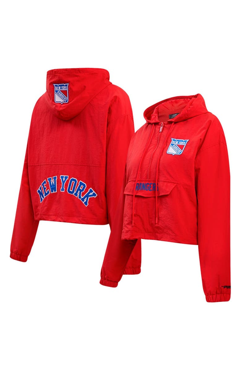 PRO STANDARD Women's Pro Standard Red New York Rangers Classic Cropped Half-Zip Wind Jacket, Alternate, color, 