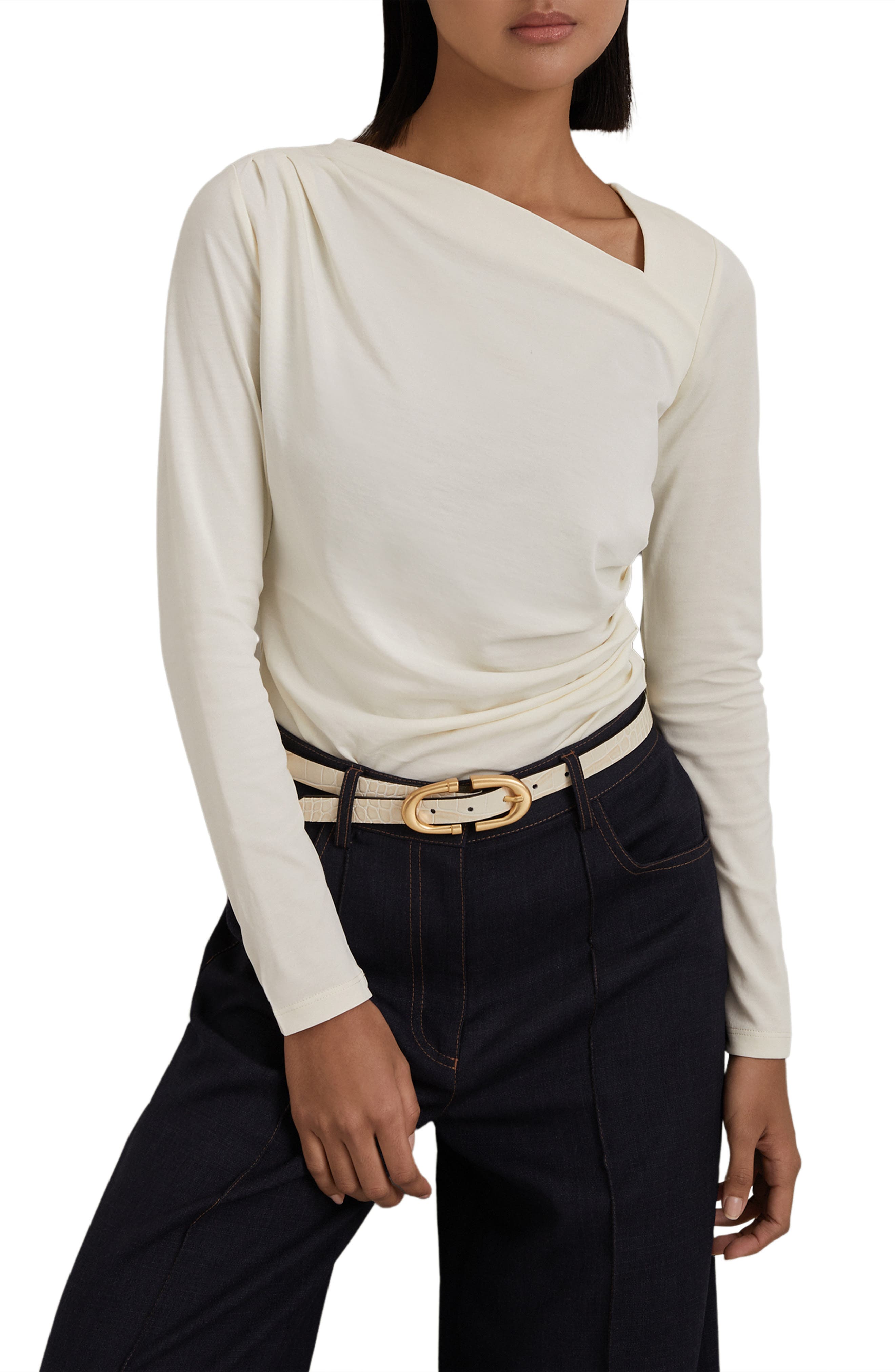 Reiss Sandy Asymmetric Long Sleeve Top (Women) | Nordstromrack