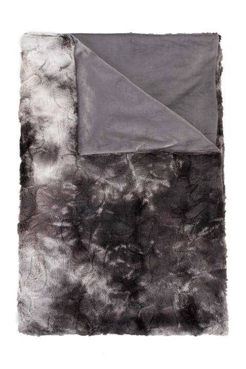 Naples Charcoal/Grey Faux Fur Throw Blanket