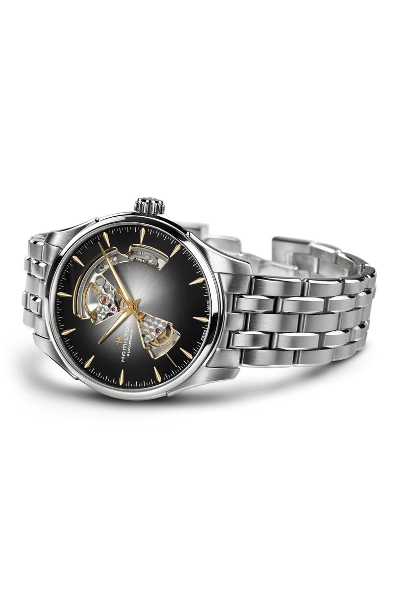Jazzmaster Open Heart Automatic Bracelet Watch, 40mm, Alternate, color, BLACK