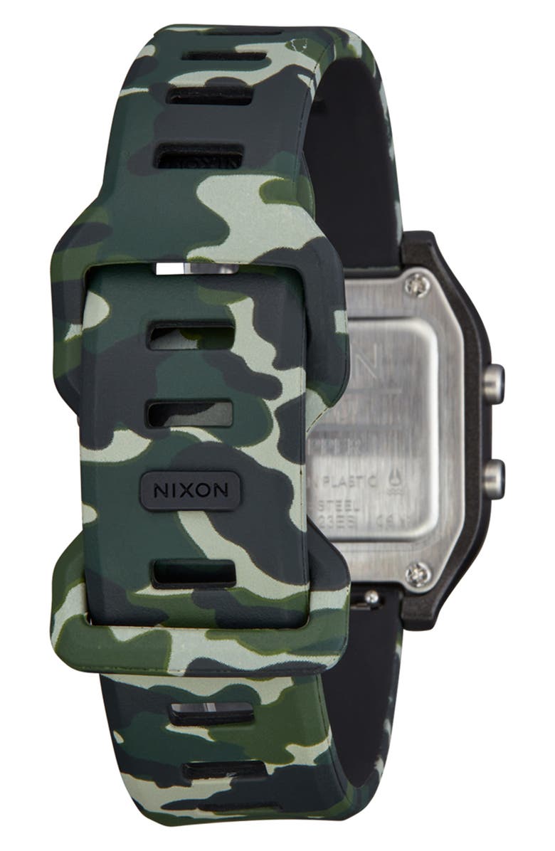 Nixon The Ripper Silicone Strap Digital Watch, 36.5mm, Alternate, color, Black / Camo