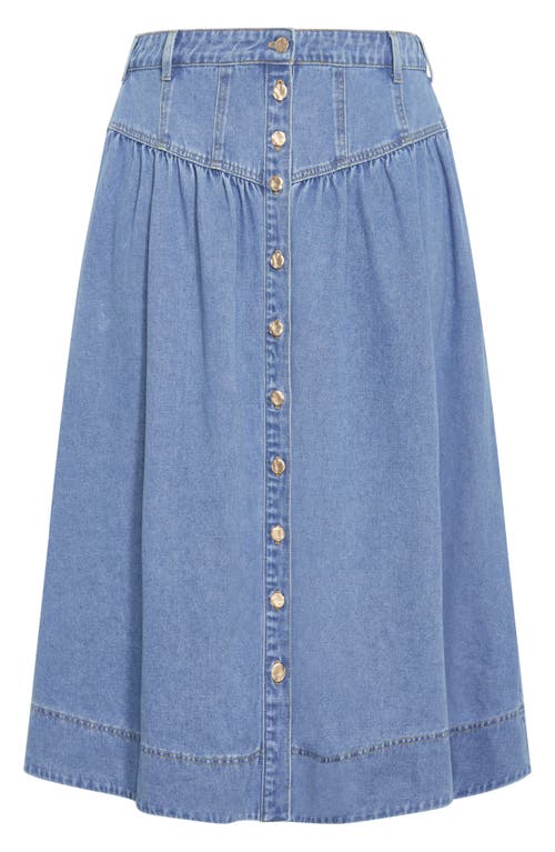 City Chic Denim Maxi Skirt In Denim Light