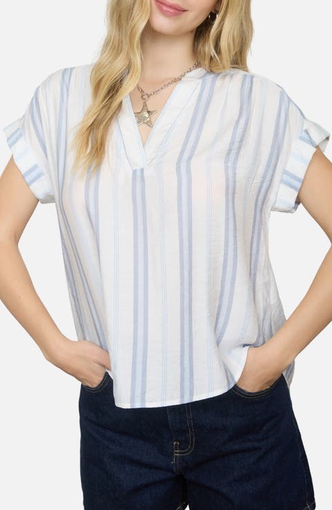 Stripe Split Neck Top