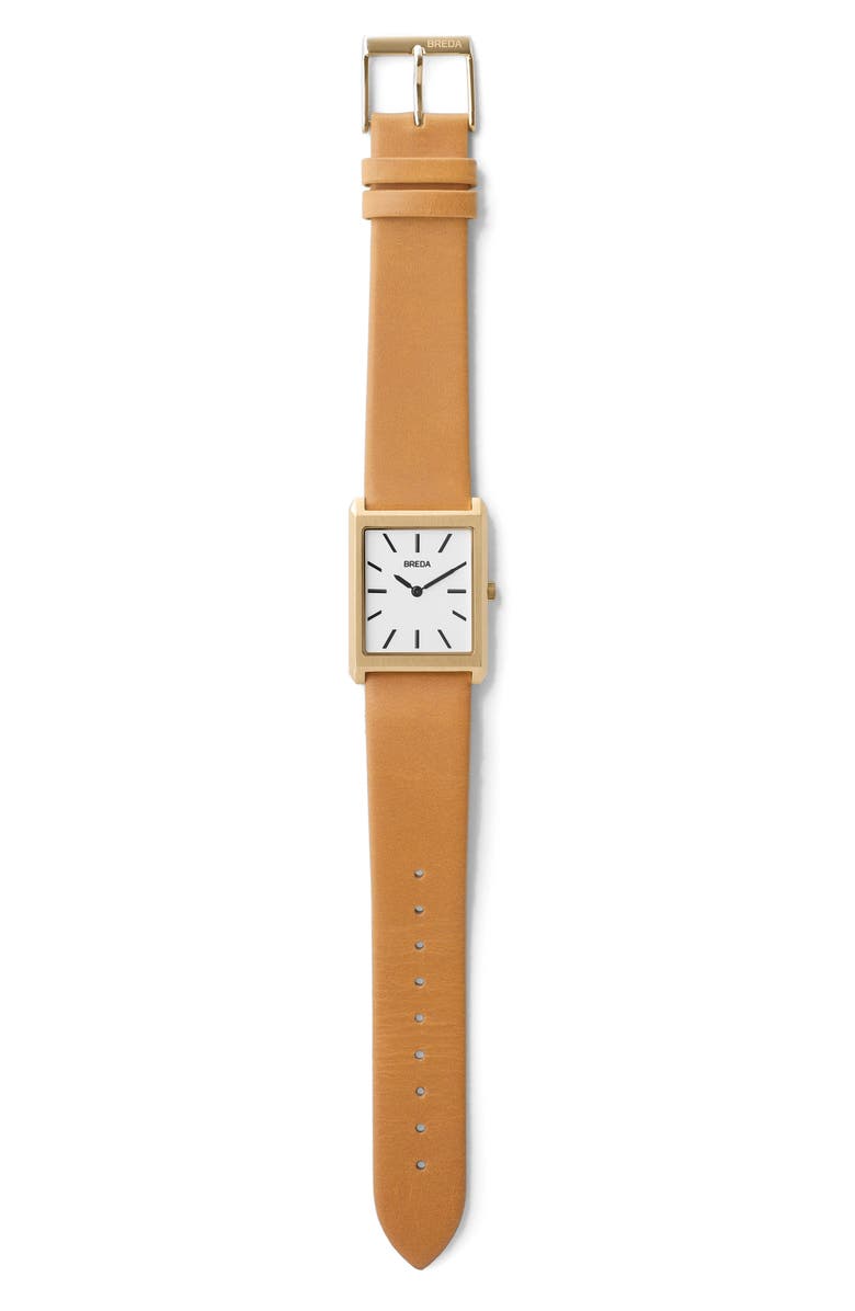 BREDA Virgil Leather Strap Watch, 26mm, Alternate, color, Gold/ Clay/ Ivory