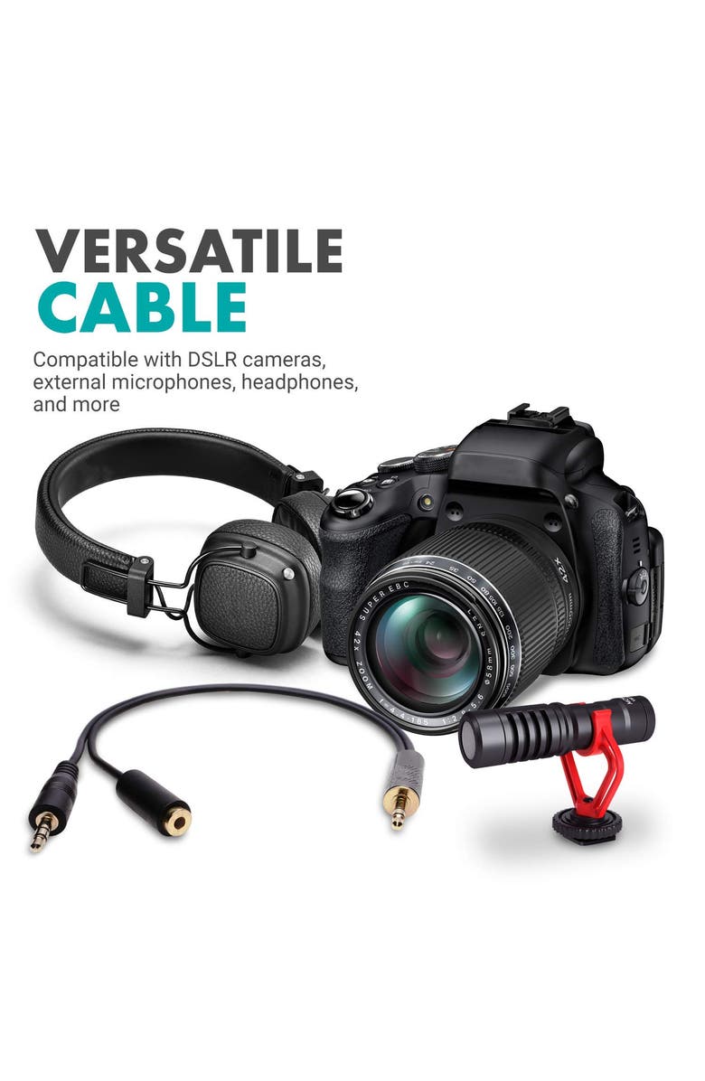 MOVO MV-RC300 Line to Microphone Attenuator Cable for DSLRs, Alternate, color, Black