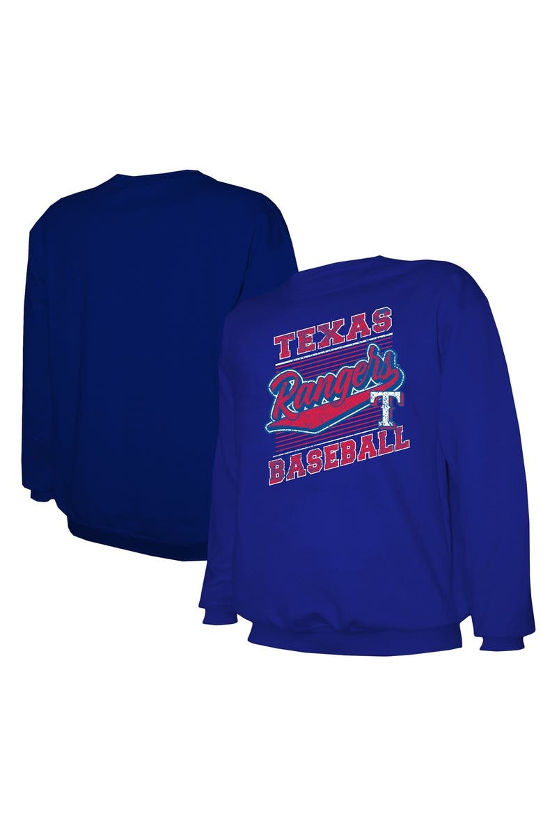STITCHES Men's Stitches Royal Texas Rangers Lightweight Crew Sweatshirt, Main, color, Royal